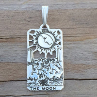 Moon Tarot Card Pendant solid .925 Sterling Silver - Small Moon Tarot Card Jewelry USA