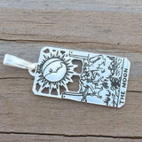Moon Tarot Card Pendant solid .925 Sterling Silver - Small Moon Tarot Card Jewelry USA