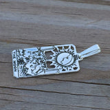 Moon Tarot Card Pendant solid .925 Sterling Silver - Small Moon Tarot Card Jewelry USA
