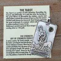 Strength Tarot Card Pendant .925 Sterling Silver w/ Genuine Natural Peridot gemstone USA