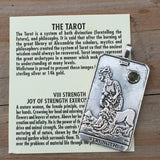 Strength Tarot Card Pendant .925 Sterling Silver w/ Genuine Natural Peridot gemstone USA