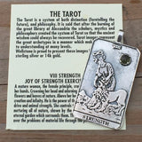 Strength Tarot Card Pendant. Solid Sterling Silver Pendant with genuine Peridot gemstone. With Information card.
