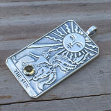 Sun Tarot Card Pendant Sterling Silver w/ Genuine Citrine gemstone - Prosperity Success USA