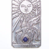 Sun Tarot Card Pendant Sterling Silver w/ Genuine Lapis Lazuli Prosperity Success USA