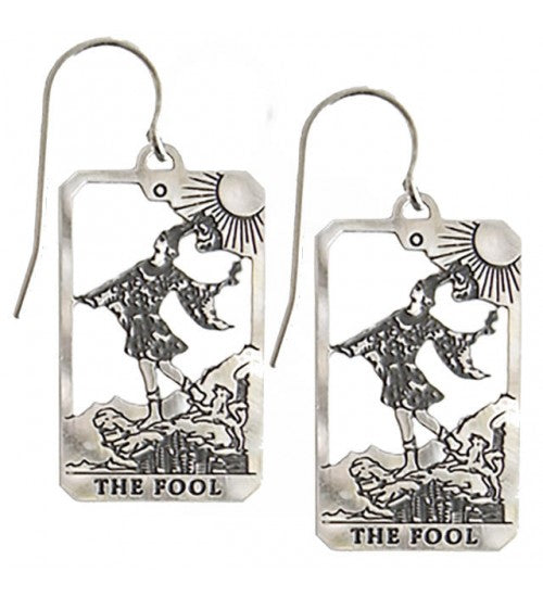 Fool Tarot Card Earrings .925 Sterling Silver The Fool Tarot Drop Earrings USA