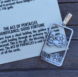 The Ace of Pentacles Tarot Card Pendant Solid Sterling Silver