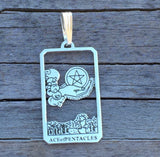 The Ace of Pentacles Tarot Card Pendant Solid Sterling Silver